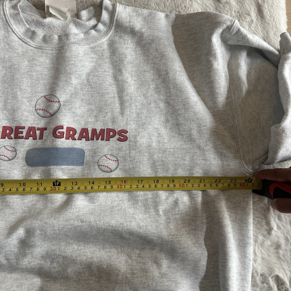 Vintage Great Gramps Sweatshirt‎ Baseball Graphic Pullover Gray Crewneck - Picture 4 of 7